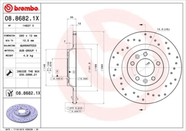 Дискові гальма 0886821X BREMBO