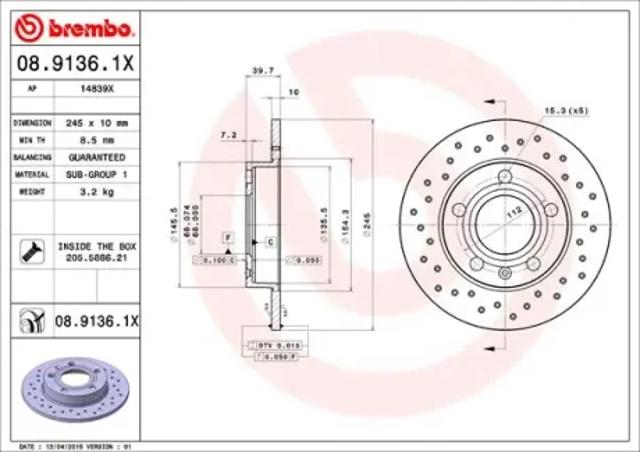 Дискові гальма 0891361X BREMBO