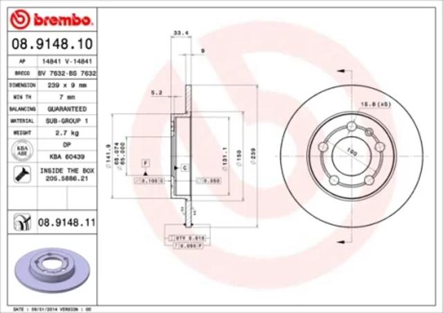 Задні дискові гальма 08914811 BREMBO