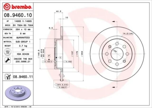 Дискові гальма 08946011 BREMBO
