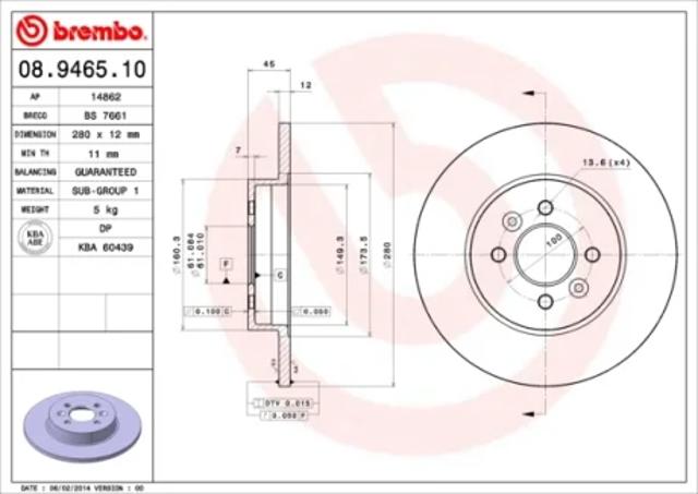 Задні дискові гальма 08946510 BREMBO