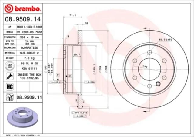Дискові гальма 08950911 BREMBO