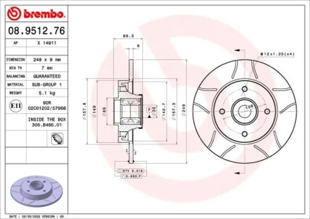 Дискові гальма 08951276 BREMBO