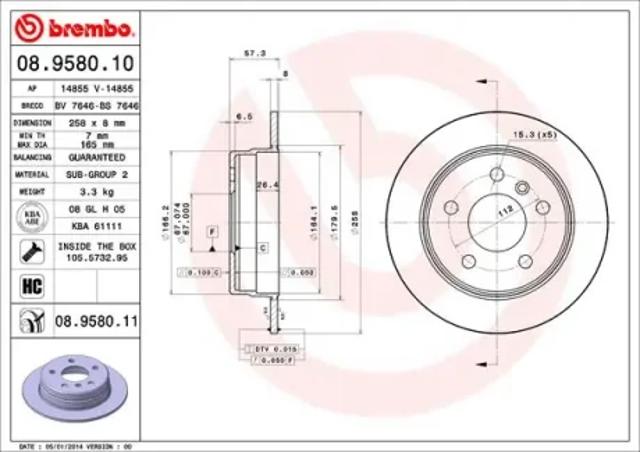 Задні дискові гальма 08958011 BREMBO