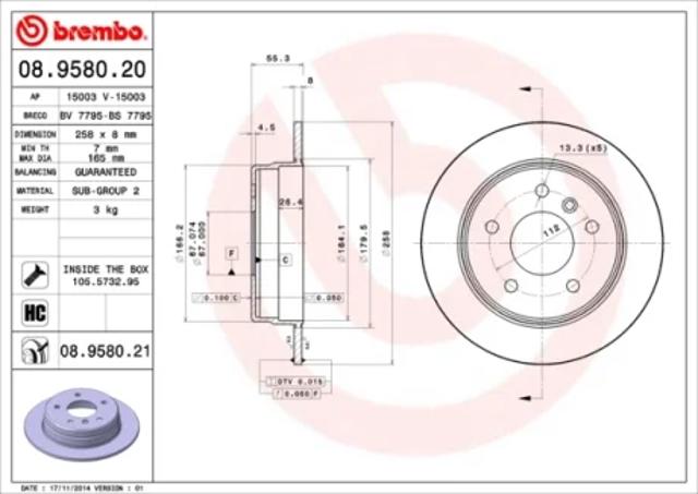 Дискові гальма 08958021 BREMBO