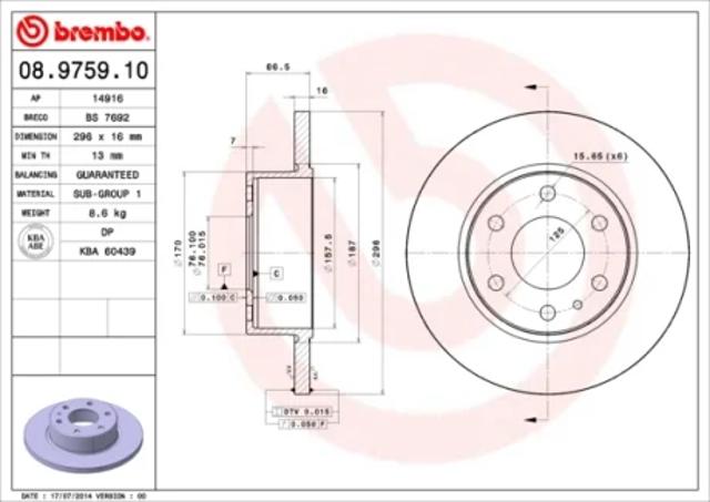 Задні дискові гальма 08975910 BREMBO