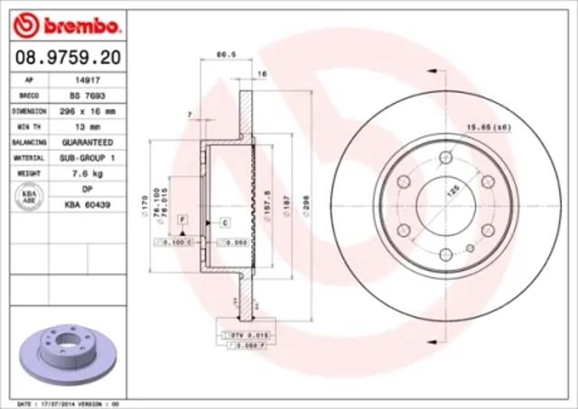 Дискові гальма 08975920 BREMBO