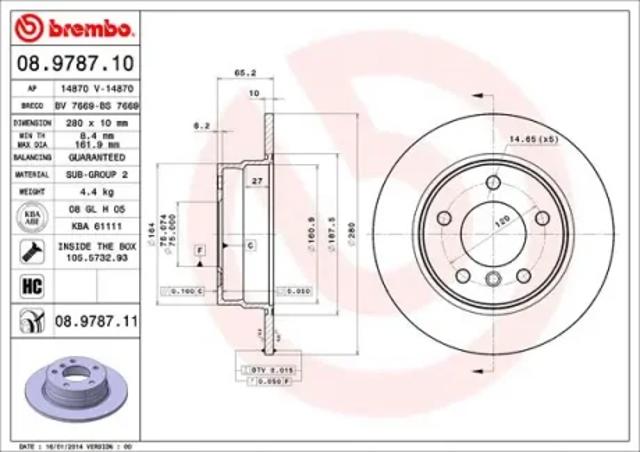 Задні дискові гальма 08978711 BREMBO