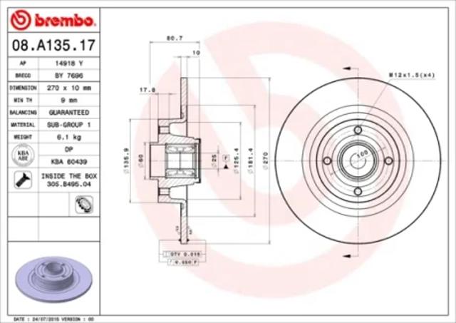 Дискові гальма 08A13517 BREMBO