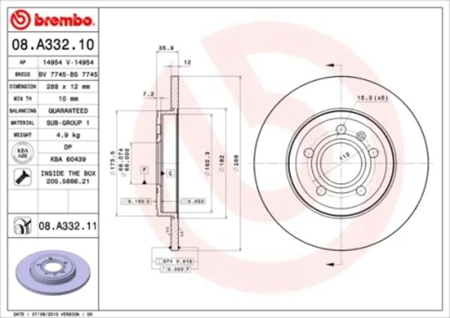Диск гальмівний задній 08A33211 BREMBO