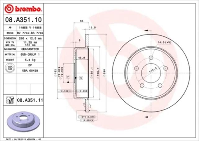 Дискові гальма 08A35111 BREMBO