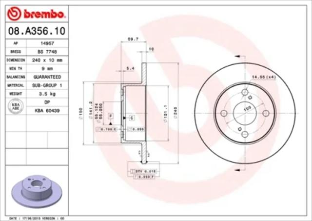 Дискові гальма 08A35610 BREMBO