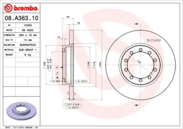 Задні дискові гальма 08A36310 BREMBO