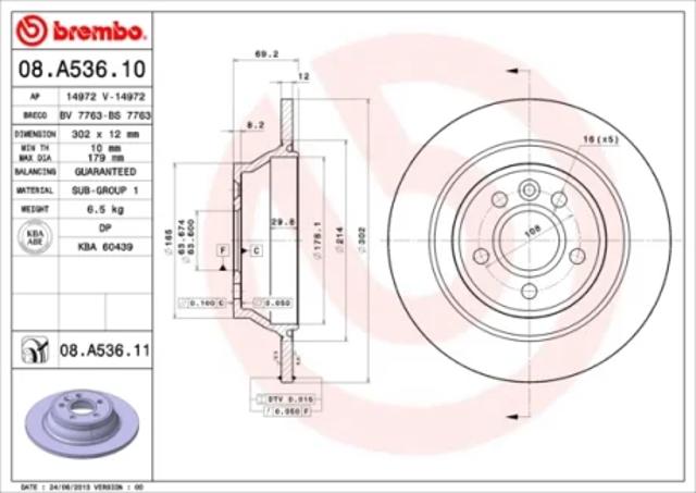 Задні дискові гальма 08A53611 BREMBO