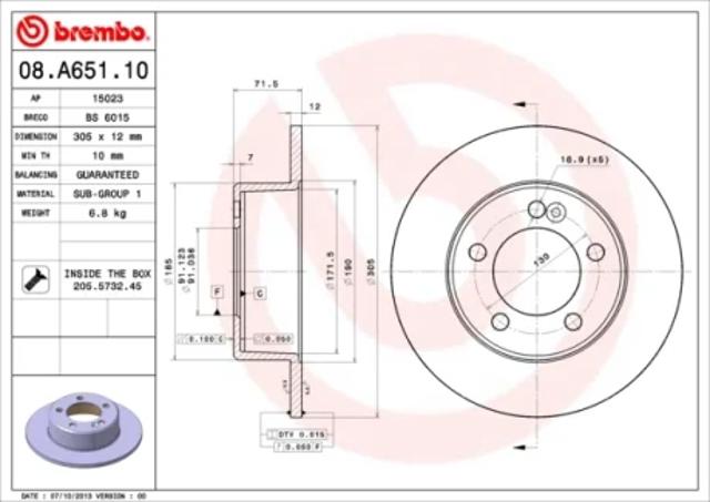 Дискові гальма 08A65110 BREMBO