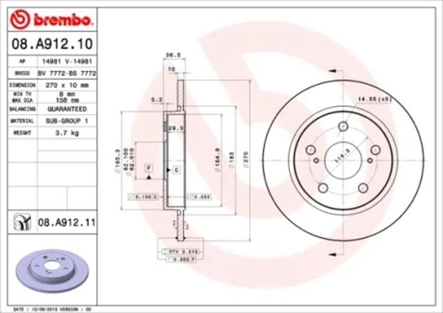 Дискові гальма 08A91211 BREMBO