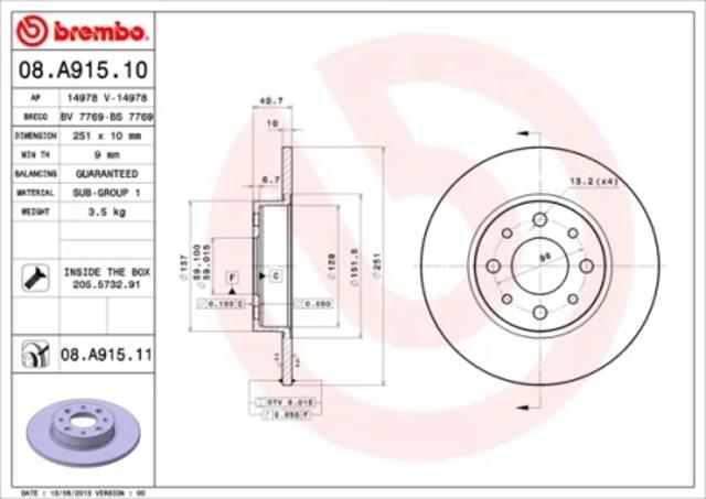 Дискові гальма 08A91511 BREMBO
