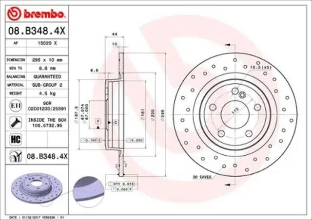 Диск гальмівний задній 08B3484X BREMBO