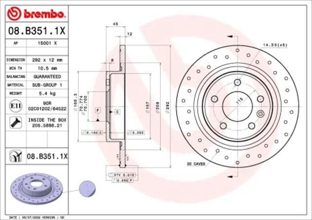 Дискові гальма 08B3511X BREMBO