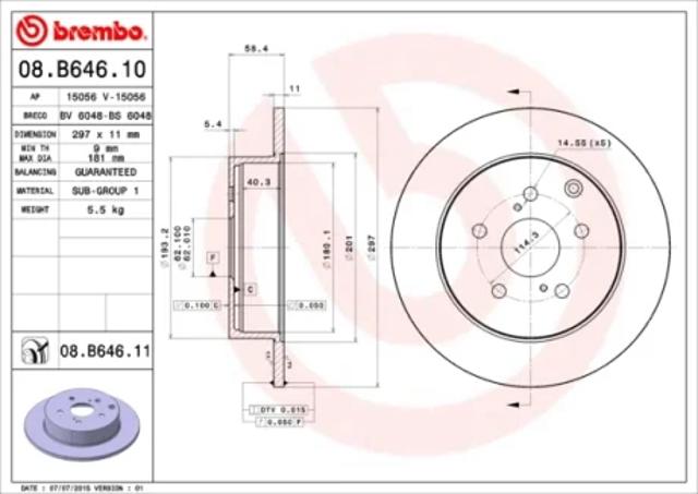 Диск гальмівний задній 08B64611 BREMBO