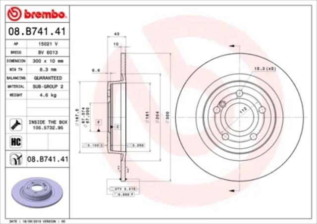 Диск заднього гальма 08B74141 BREMBO