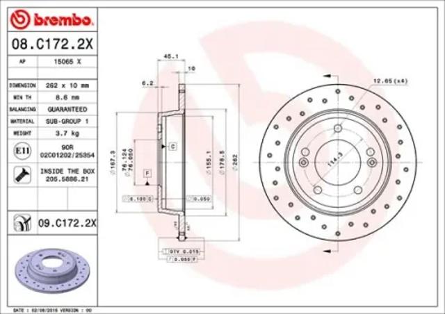 Задні дискові гальма 08C1722X BREMBO