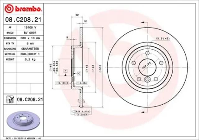 Диск заднього гальма 08C20821 BREMBO