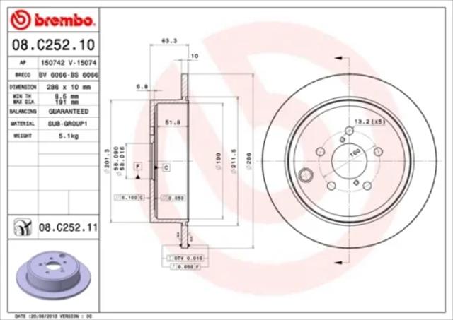 Диск гальмівний задній 08C25211 BREMBO