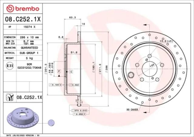 Задні дискові гальма 08C2521X BREMBO