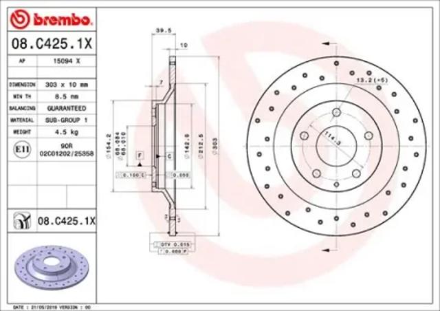 Диск заднього гальма 08C4251X BREMBO