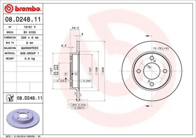 Диск гальмівний задній 08D24811 BREMBO