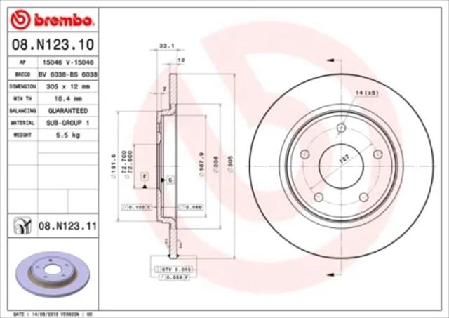 Дискові гальма 08N12311 BREMBO