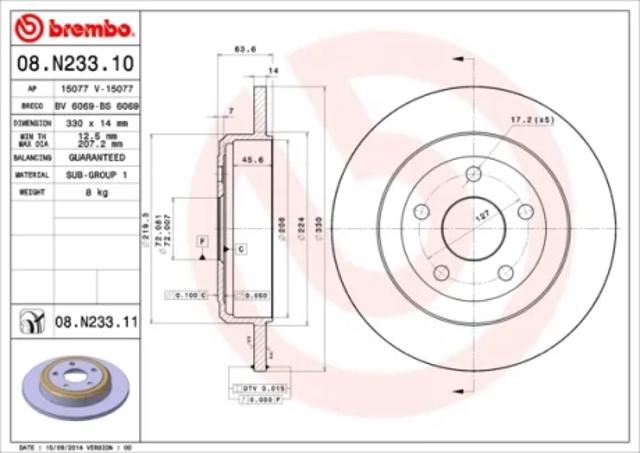 Дискові гальма 08N23311 BREMBO