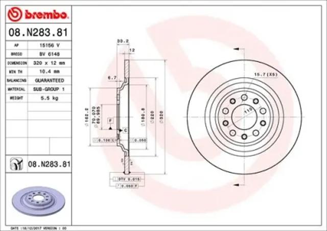 Диск гальмівний задній 08N28381 BREMBO