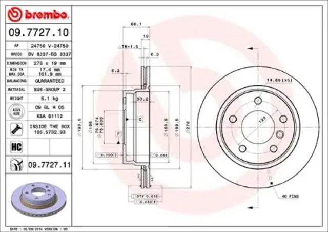 Задні дискові гальма 09772711 BREMBO