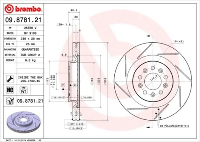 Дискові гальма 09878121 BREMBO