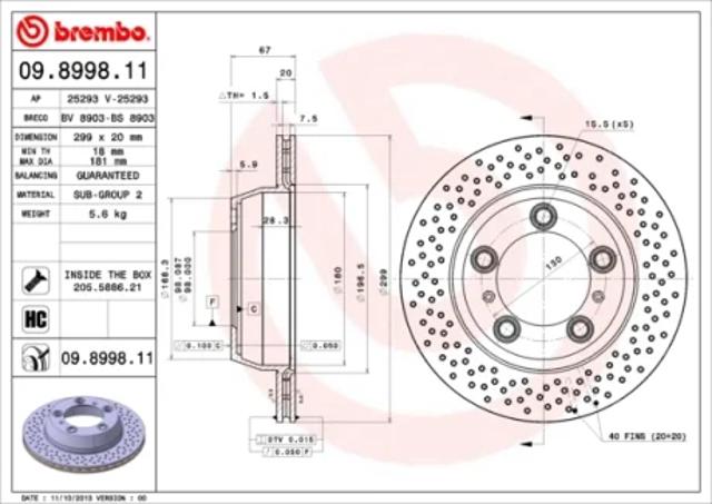Диск заднього гальма 09899811 BREMBO