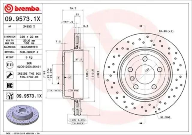 Диск гальмівний задній 0995731X BREMBO