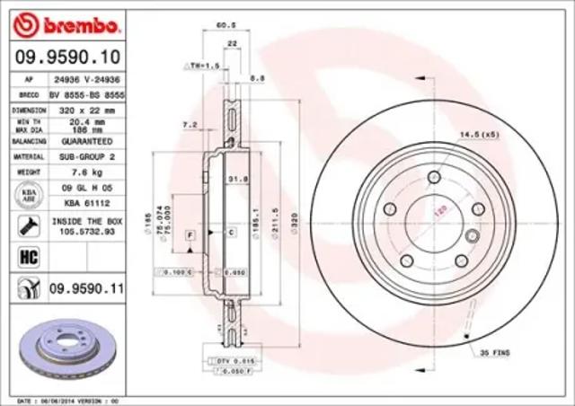 Дискові гальма 09959011 BREMBO