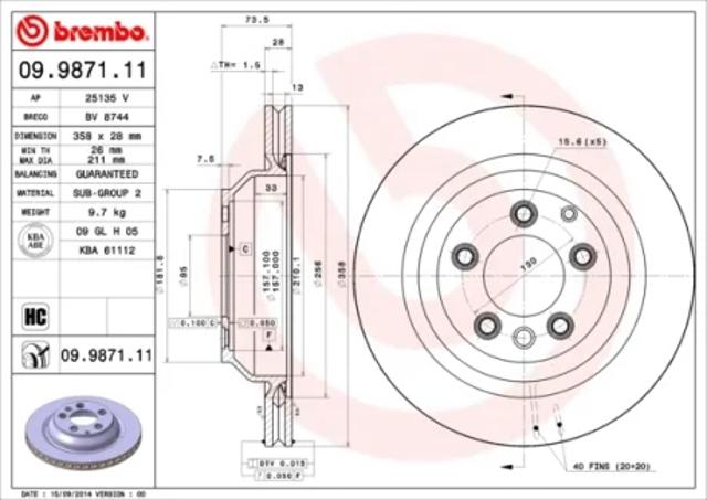 Задні дискові гальма 09987111 BREMBO