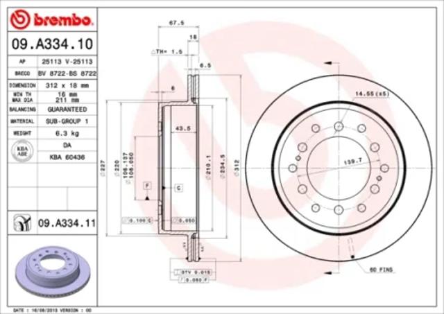 Диск гальмівний задній 09A33411 BREMBO
