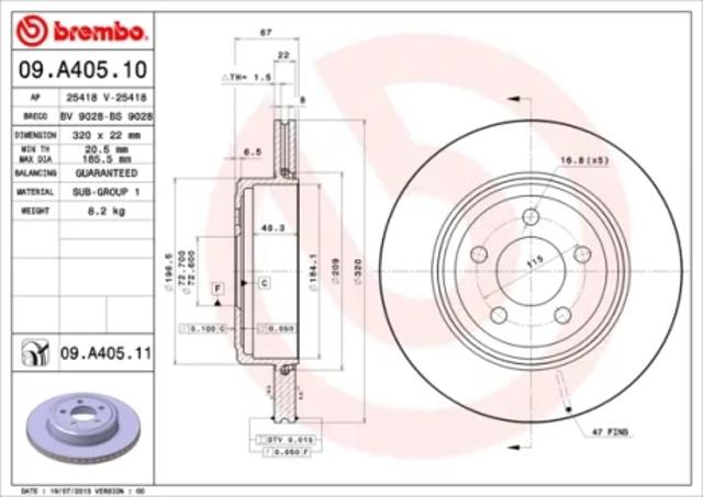 Гальмо дискове переднє 09A40511 BREMBO