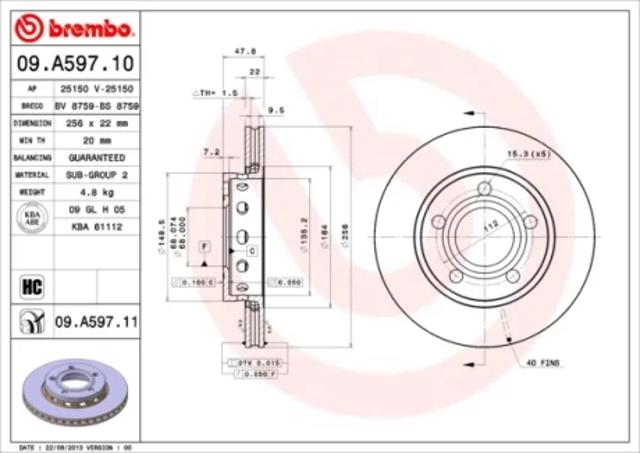 Задні дискові гальма 09A59711 BREMBO