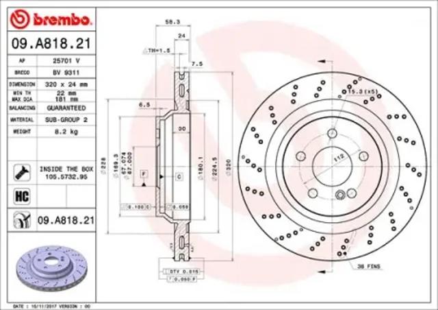 Диск заднього гальма 09A81821 BREMBO