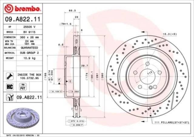 Дискові гальма 09A82211 BREMBO
