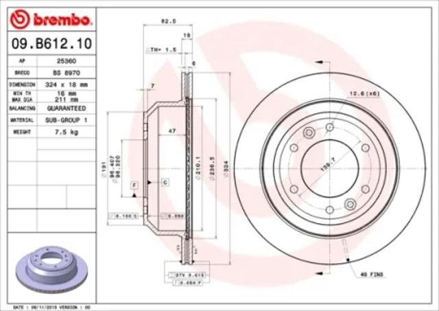 Дискові гальма 09B61210 BREMBO