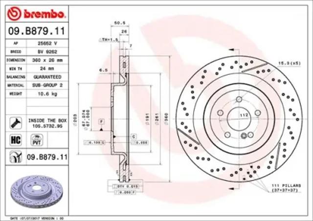 Гальмо дискове переднє 09B87911 BREMBO