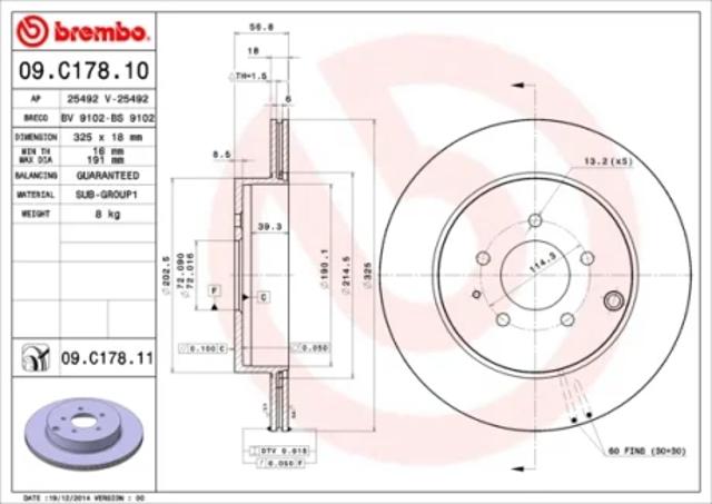 Диск гальмівний задній 09C17811 BREMBO