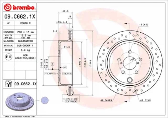 Задні дискові гальма 09C6621X BREMBO