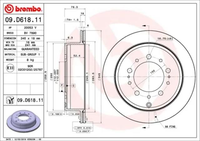 Дискові гальма 09D61811 BREMBO